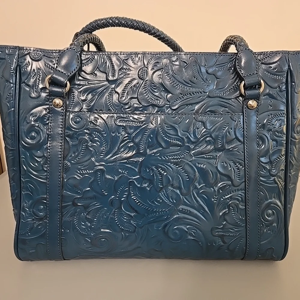 Patricia Nash Blue Embossed Leather Tote(Never Used) - Picture 4 of 12
